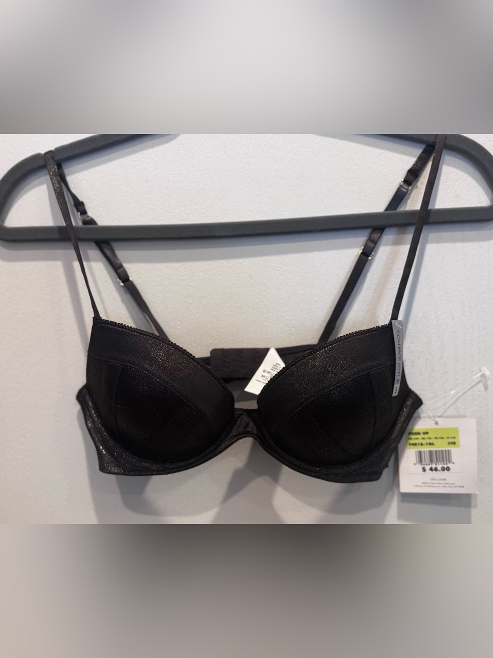 CALVIN KLEIN Push Up Bra in Sparkly Graphite Gray/ Black 34B NWT